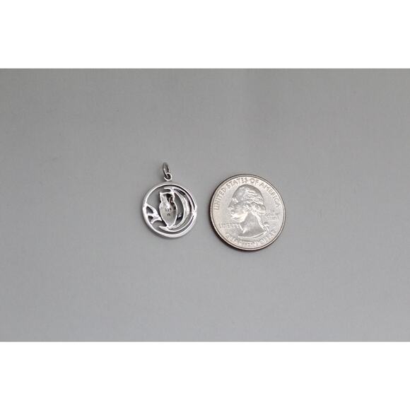 Sterling Silver Moon Charm with Owl Charm - Picture 4 of 4